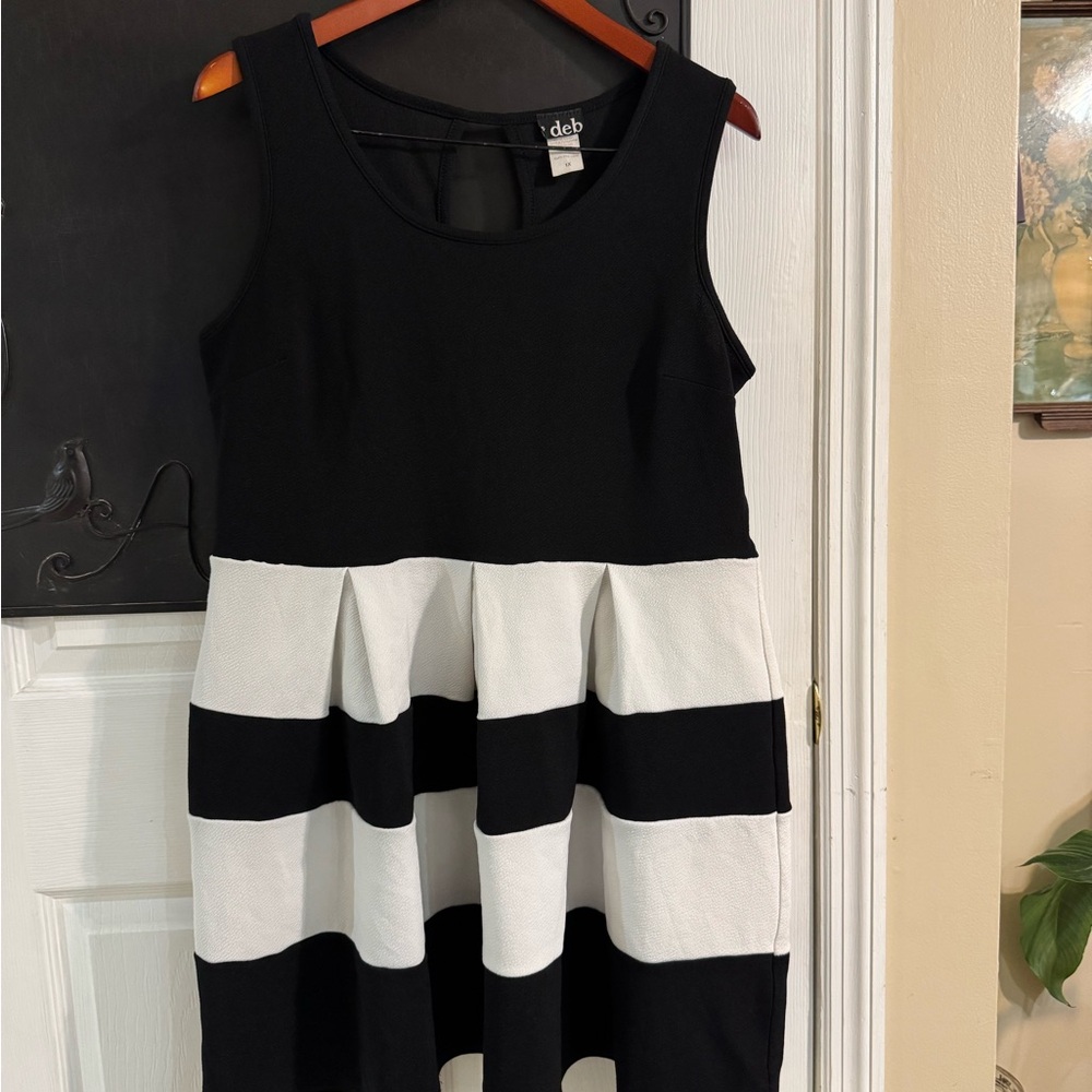 Deb 4 J Crew Elegant Black and White Stripe Dress